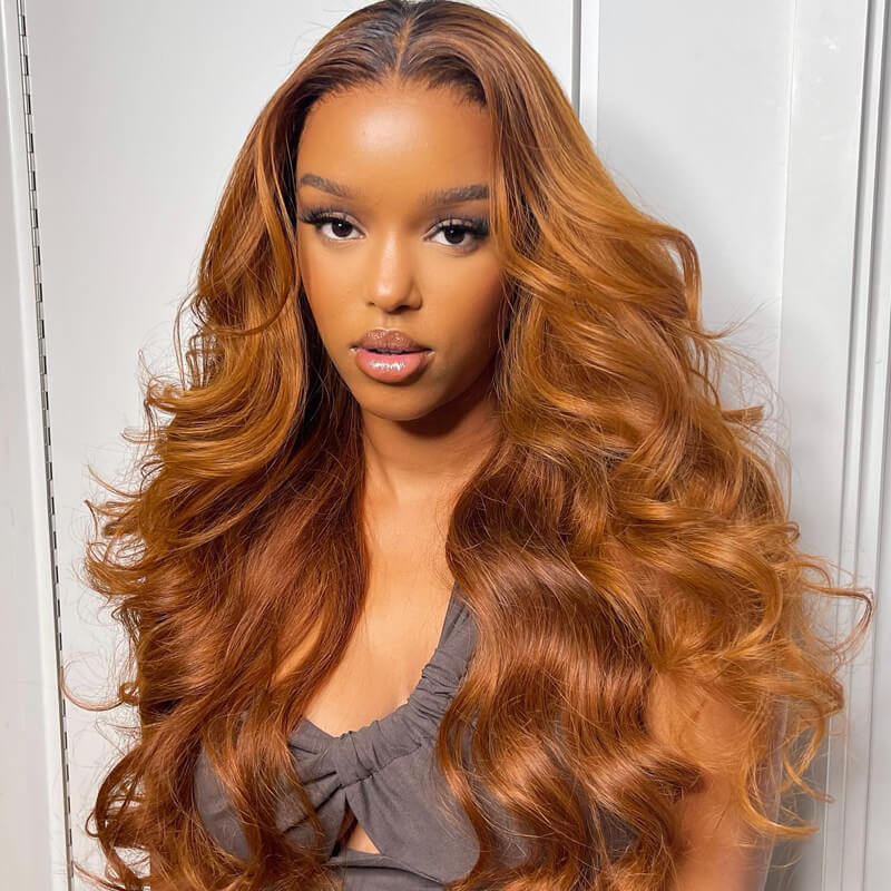 Over $101 Save $100: Ombre Brown Body Wave 13x4 Lace Front Wig - Christmas Flash Sale