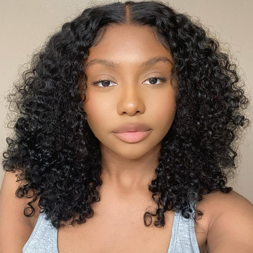 No Code Need: Glueless 4x4/13x4 Invisible HD Lace Front Pre Plucked Natural Hairline Curly Bob Wig-Geeta Hair