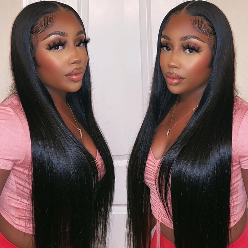 Long Straight Hair 13x4 HD Lace Front Wig Pre Plucked Natural Hairline 100% Virgin Human Hair Wigs - Geeta Hair