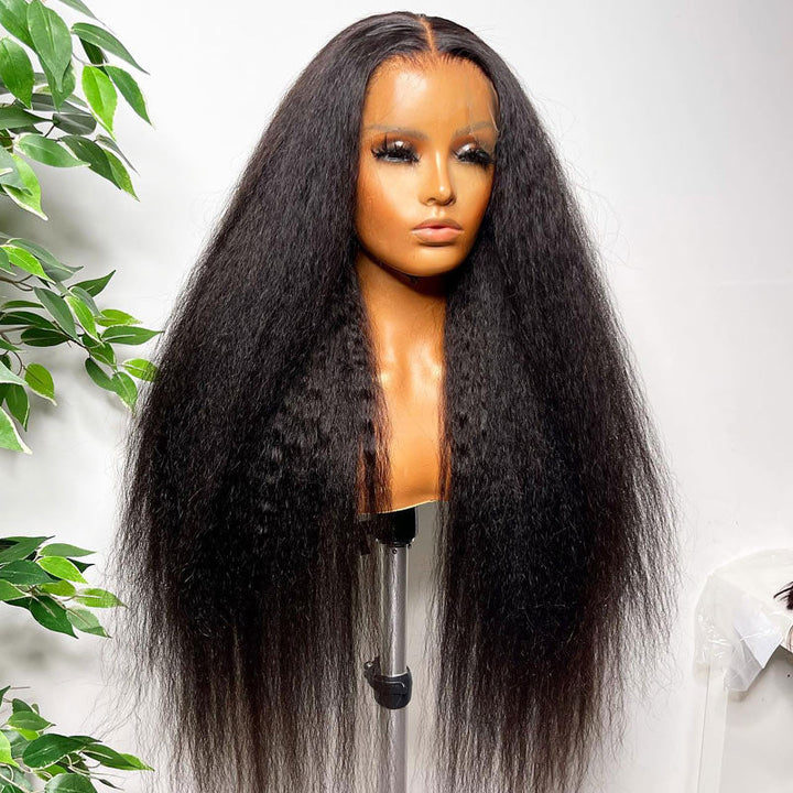Over $101 Save $100: Natural Hairline Kinky Straight Hair 13x6 Lace Fornt Wig - Christmas Flash Sale
