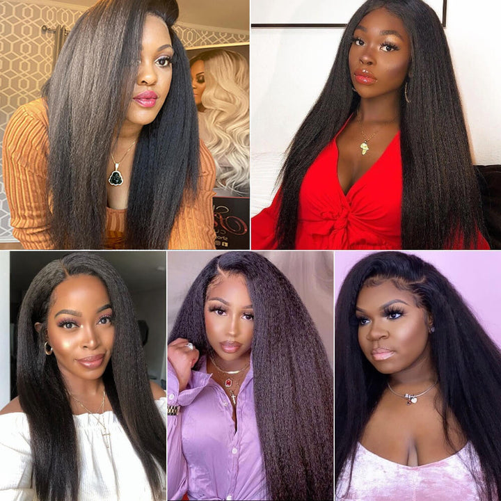 Over $101 Save $100: Natural Hairline Kinky Straight Hair 13x6 Lace Fornt Wig - Christmas Flash Sale