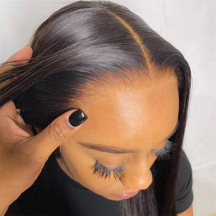 Pre Bleached 13x6 Straight Lace Front Wigs Human Hair 180% Density HD Transparent Glueless Wigs