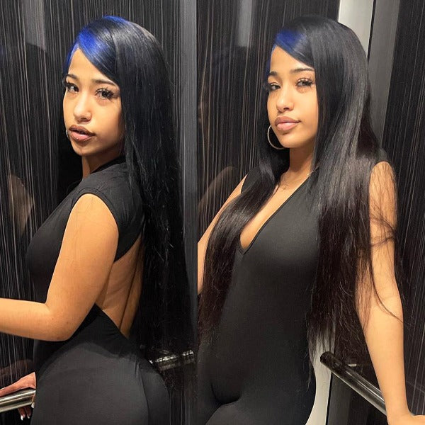 Pink/ Blue/ Green/ Red Roots Mix Black Ombre Color Body Wave13x4 Lace Front Wig Ombre Human Hair