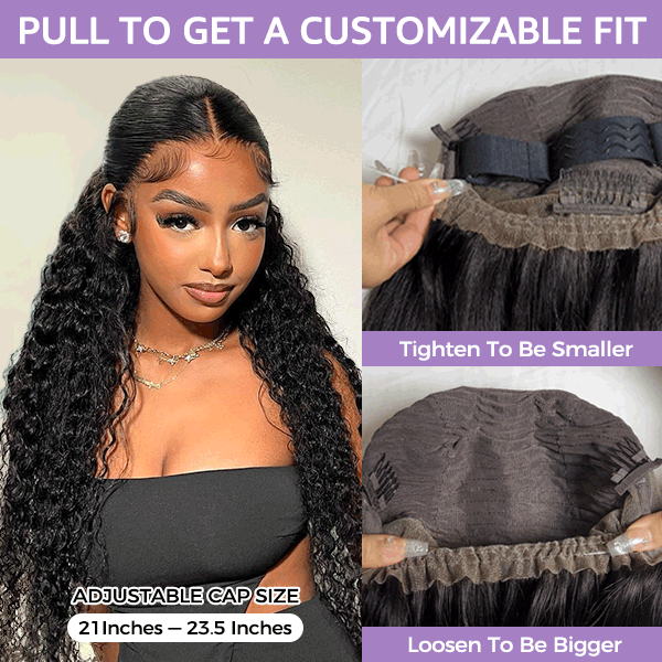 OQ Hair Water Wave Invisi-Drawstring Flexible Fit 360 Lace Frontal Glueless Wig With Bleached Knots