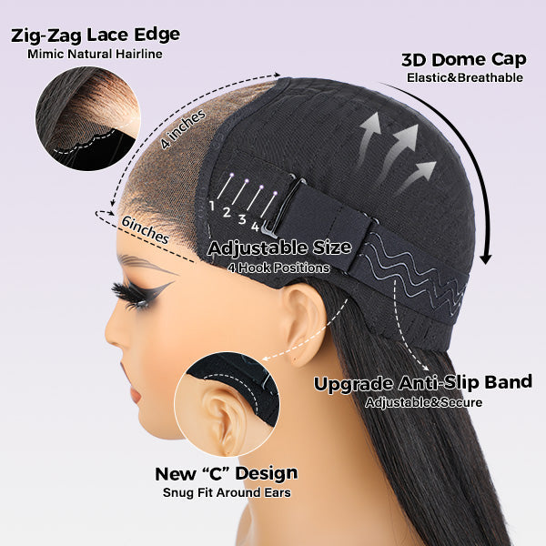 OQHAIR Pre-plucked Silky Straight Wear Go Glueless Wigs Pre Cut 4x6 HD Lace Closure Wigs