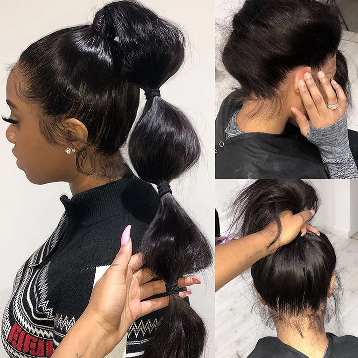 Human Hair 360 Lace Front Wigs Body Wave 360 Lace Wig Transparent Lace Frontal Wigs Black Color - GeetaHair