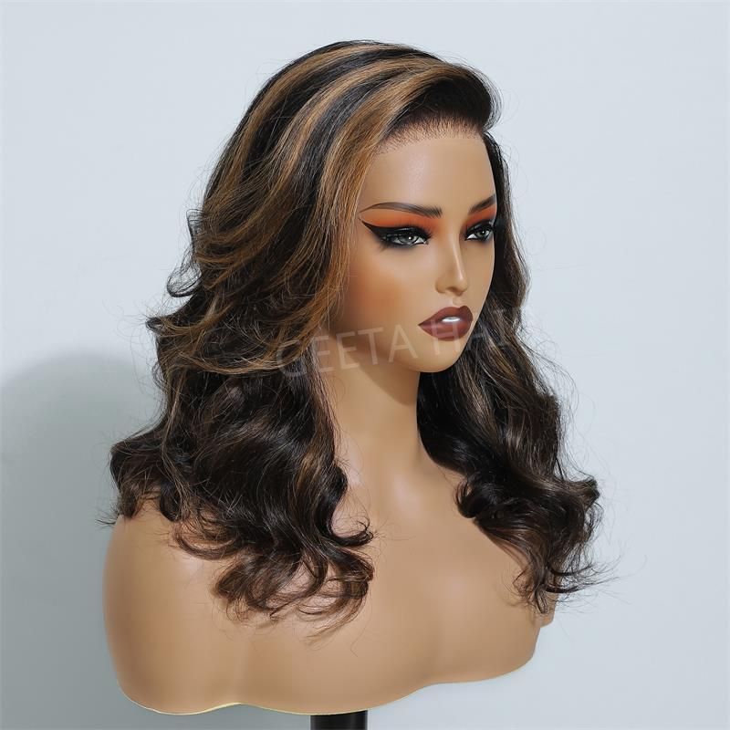 Highlight Brown Glueless G1B/30 Color Body Wave 13x4 HD Lace Front Wig Pre Plucked 180% Density-Geeta Hair