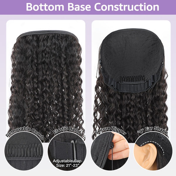 OQ Hair Block Wig Water Wave Bleached Knots Wig With Optional Replaceable Zip Lace Tops