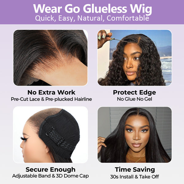 OQHAIR Pre-plucked Silky Straight Wear Go Glueless Wigs Pre Cut 4x6 HD Lace Closure Wigs