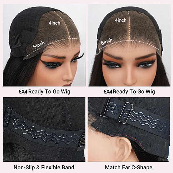 Layer Cut Wigs Put On&Go Body Wave Glueless Wigs 6x4 Human Hair Wig With bangs -GeetaHair