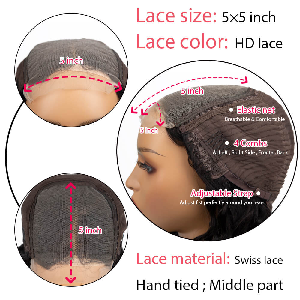 Ombre Highlight Wig Body Wave 5x5 Hd Lace Closure Glueless Wigs Real Human Hair-Geeta Hair