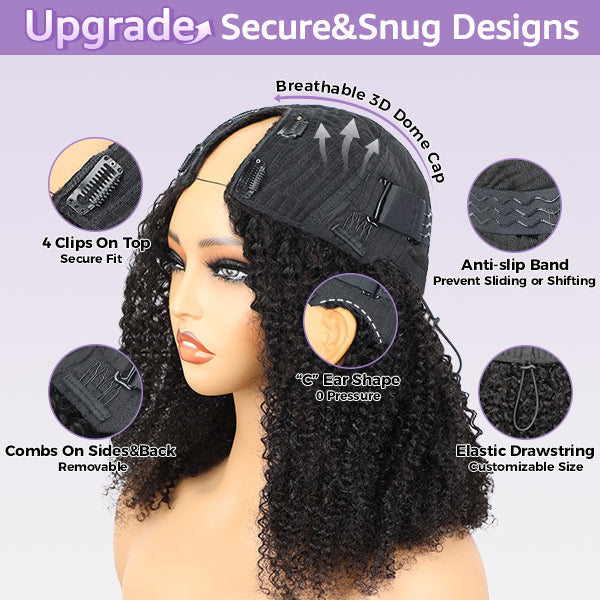 Loose Wave Real Scalp No Leave Out Elastic Drawstring Glueless V Part Wig Beginner Friendly