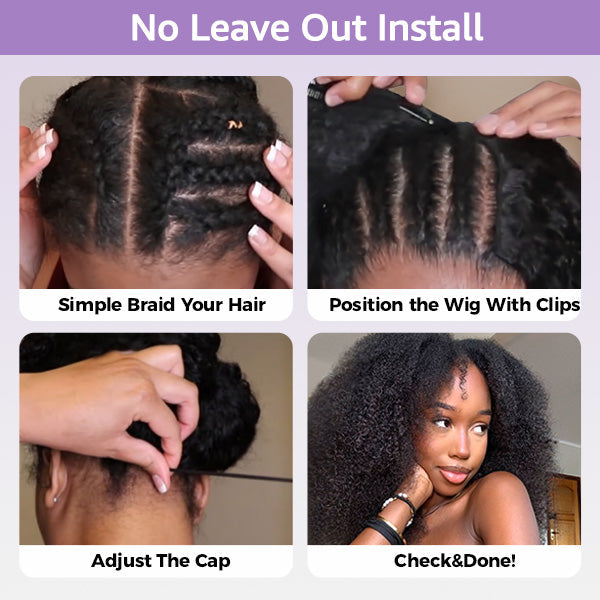 Loose Wave Real Scalp No Leave Out Elastic Drawstring Glueless V Part Wig Beginner Friendly