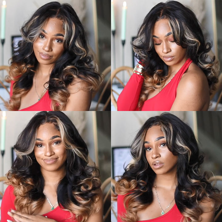 Ombre Highlight Wig Body Wave 5x5 Hd Lace Closure Glueless Wigs Real Human Hair-Geeta Hair