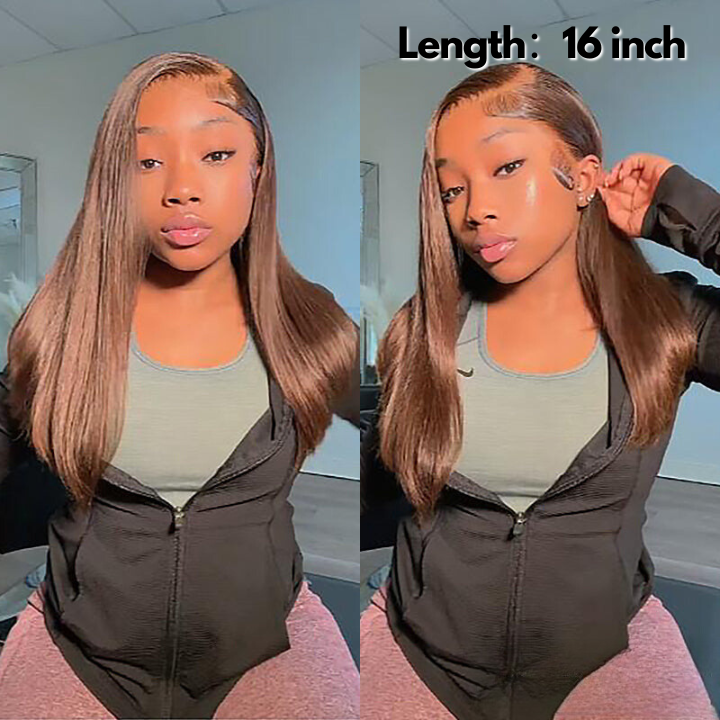 No Code Need: Brown Bone Straight Human Hair Bob Wigs-Geeta Hair