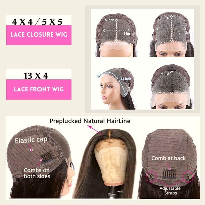 Skunk Stripe Hair Body Wave Lace Front Wig With Dark Purple Highlight HD Transparent Lace Human Hair Wigs