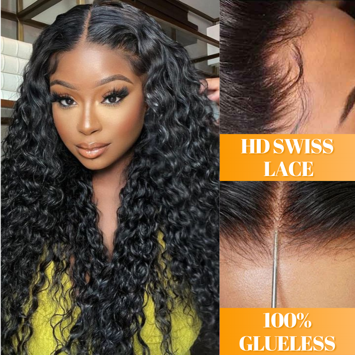 No Code 50% OFF Flash Sale: Glueless 6x4.5 Water Wave Pre Cut HD Transaparent Lace Human Hair Wigs-Only 2 Days