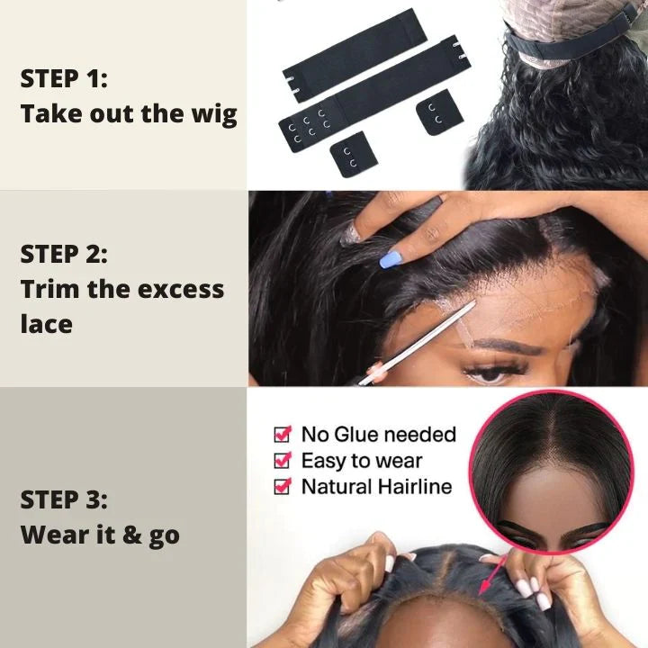 Skunk Stripe Hair Body Wave Lace Front Wig With Dark Purple Highlight HD Transparent Lace Human Hair Wigs