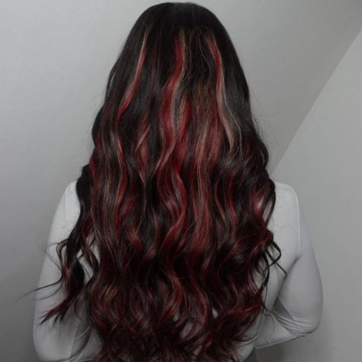 Over $101 Save $100: Highlight Black with Red & Blonde Straight/Body Wave 13x4 Lace Front Wig - Spring 2023 Flash Sale