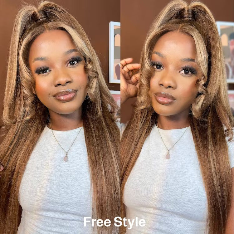 Honey Blonde Lace Front Wigs Colored Straight 13x4 Lace Frontal Human Hair Wig Pre Plucked