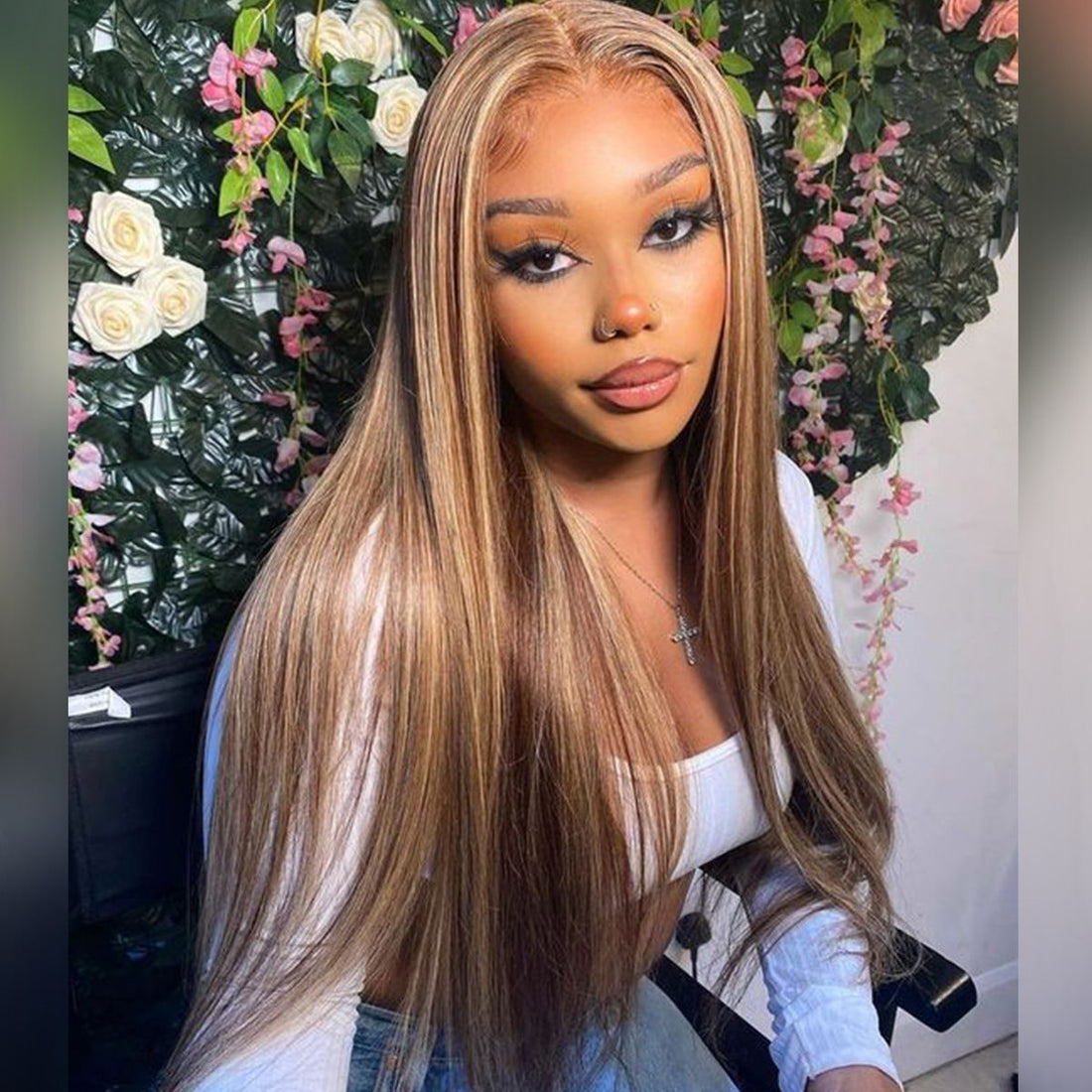 Honey Blonde Lace Front Wigs Colored Straight 13x4 Lace Frontal Human Hair Wig Pre Plucked