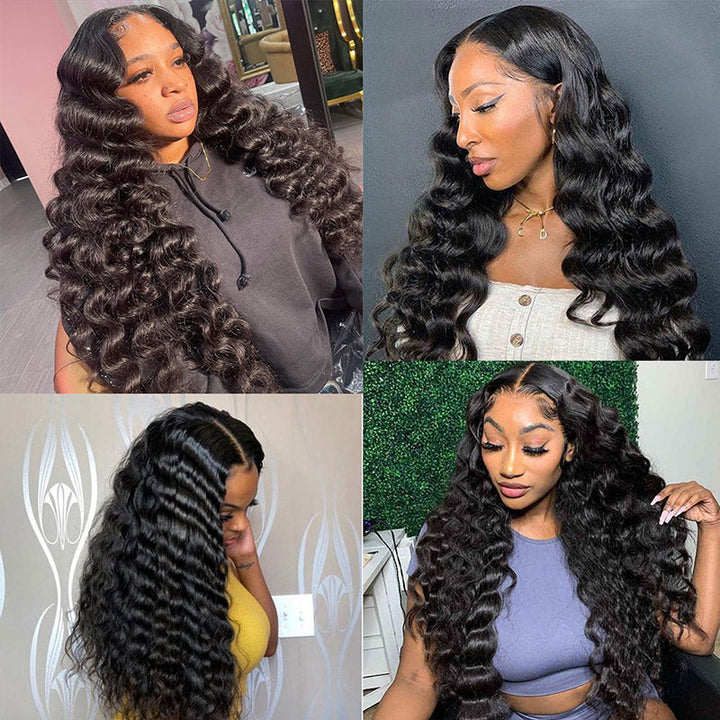 GeetaHair Loose Deep Wave 3 Bundles With 4x4 Lace Closure 100% Virgin Human Hair