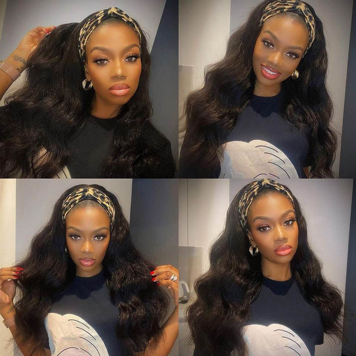 Glueless Body Wave Human Hair Headband Wig Natural Black Easy Wear And Go-Geeta Hair