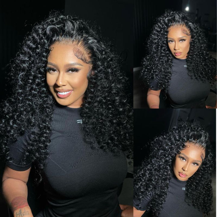 Human Hair Curly Wigs 13x4 HD Transparent Front Lace Wigs Glueless Real Hair Closure Wigs-Geeta Hair