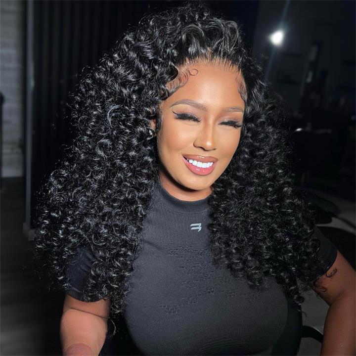 Human Hair Curly Wigs 13x4 HD Transparent Front Lace Wigs Glueless Real Hair Closure Wigs-Geeta Hair