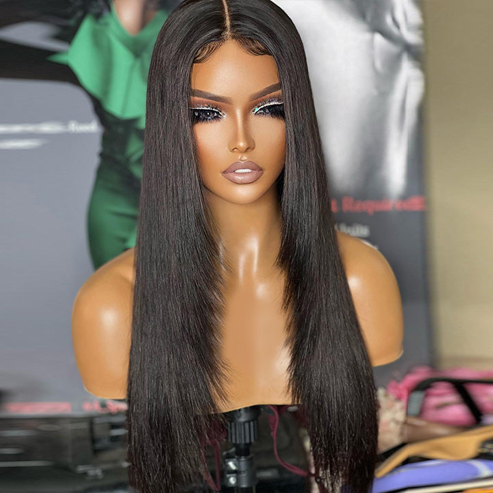 Long Layered Straight 4x4 HD Lace Closure Wig Butterfly Haircut Human Hair Wigs-Geeta Hair