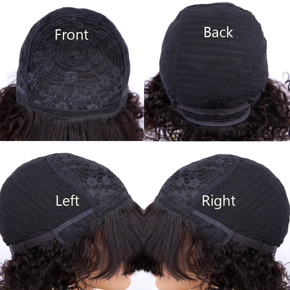 Long Straight Hair With Bangs Real Human Hair Wig Natural Black Hair Wig -Geeta Hair