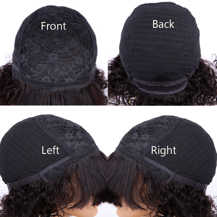 Long Straight Hair With Bangs Real Human Hair Wig Natural Black Hair Wig -Geeta Hair