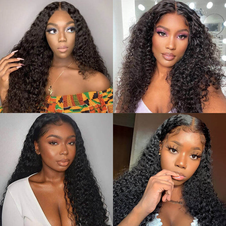 Natural Curly Hair T Part Lace Front Human Hair Wig Pre Plucked With Baby Hair-Geeta Hair