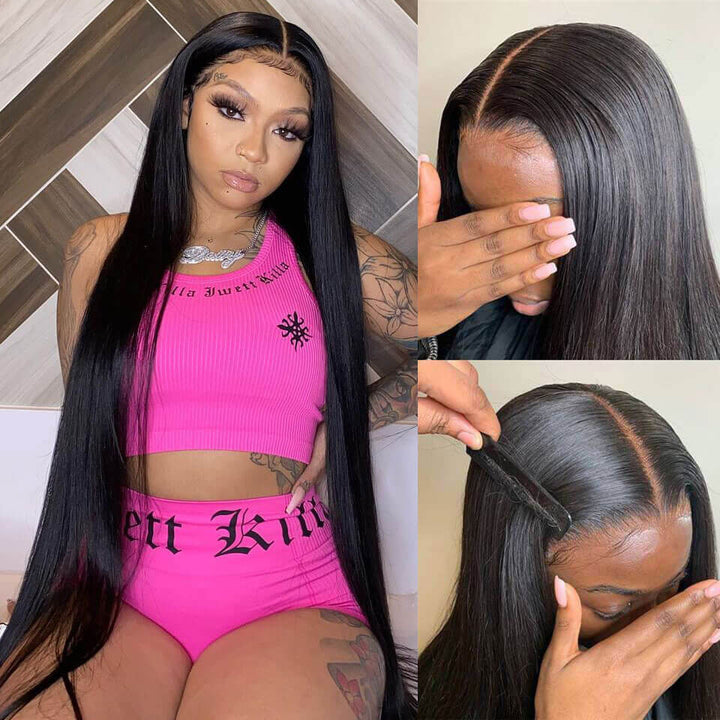Long Straight Hair 13x4 HD Lace Front Wig Pre Plucked Natural Hairline 100% Virgin Human Hair Wigs - Geeta Hair
