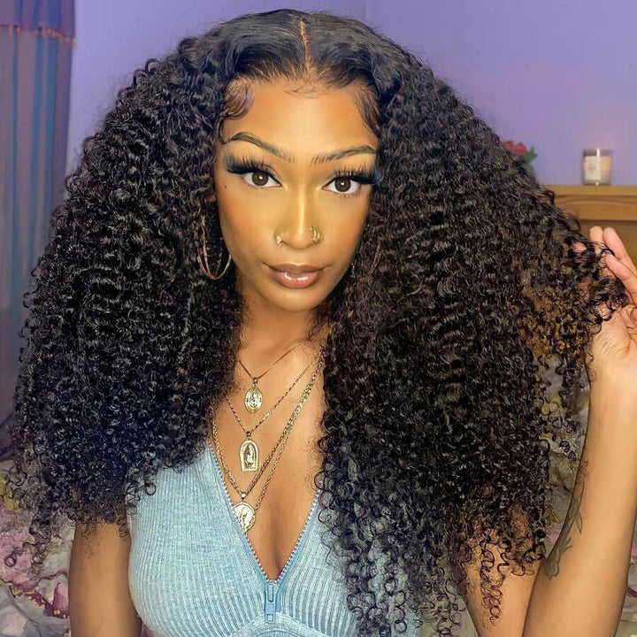 Kinky Curly 4x4 HD Lace Closure Wig Pre Plucked 100% Virgin Real Human Hair Wigs-Geeta Hair
