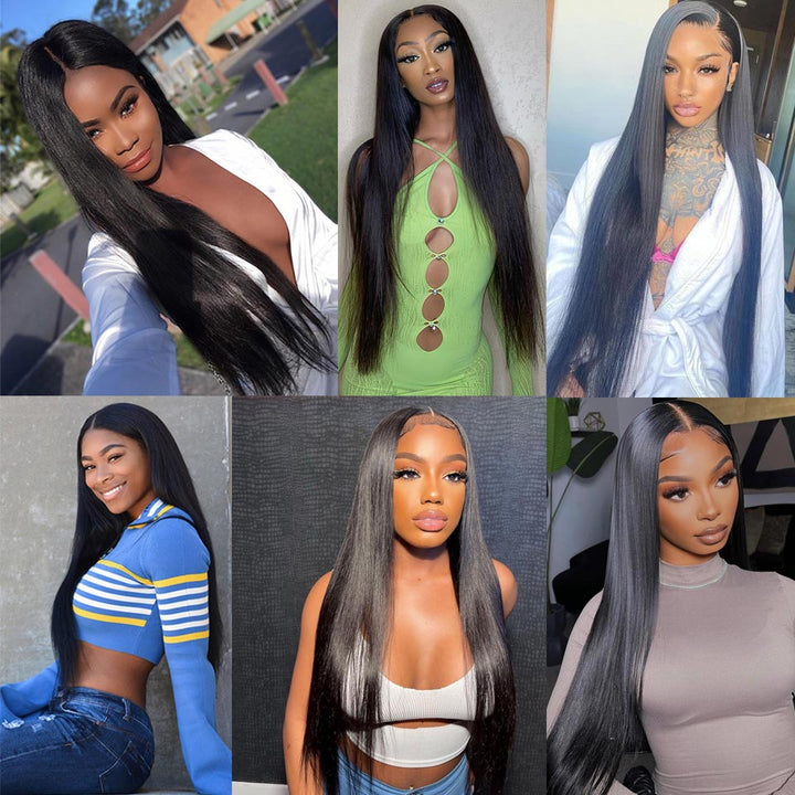 Pre Plucked Long Straight Hair Glueless 5x5 Transparent HD Lace Closure Wig Natural Black Human Hair Wig -Geeta Hair