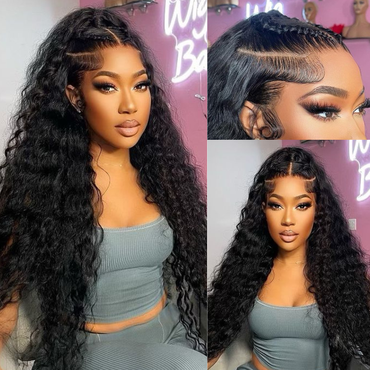 Tax Return Sale Black Curly Hair 13x4 HD Lace Front Wig 100% Virgin Human Hair Wigs Pre Plucked Hairline-Geeta Hair