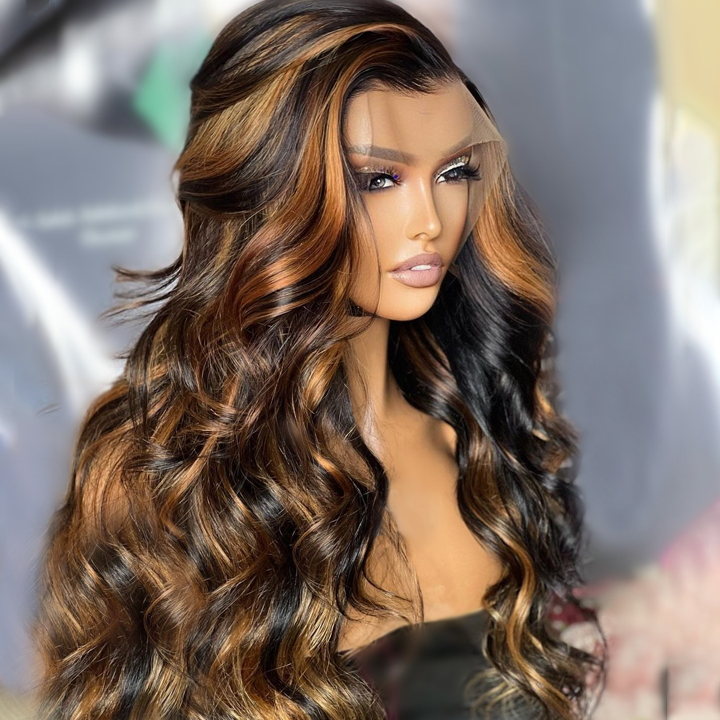 Over $101 Save $100: Highlight Honey Blond Body Wave 13x4 Lace Front Wig - Christmas Flash Sale