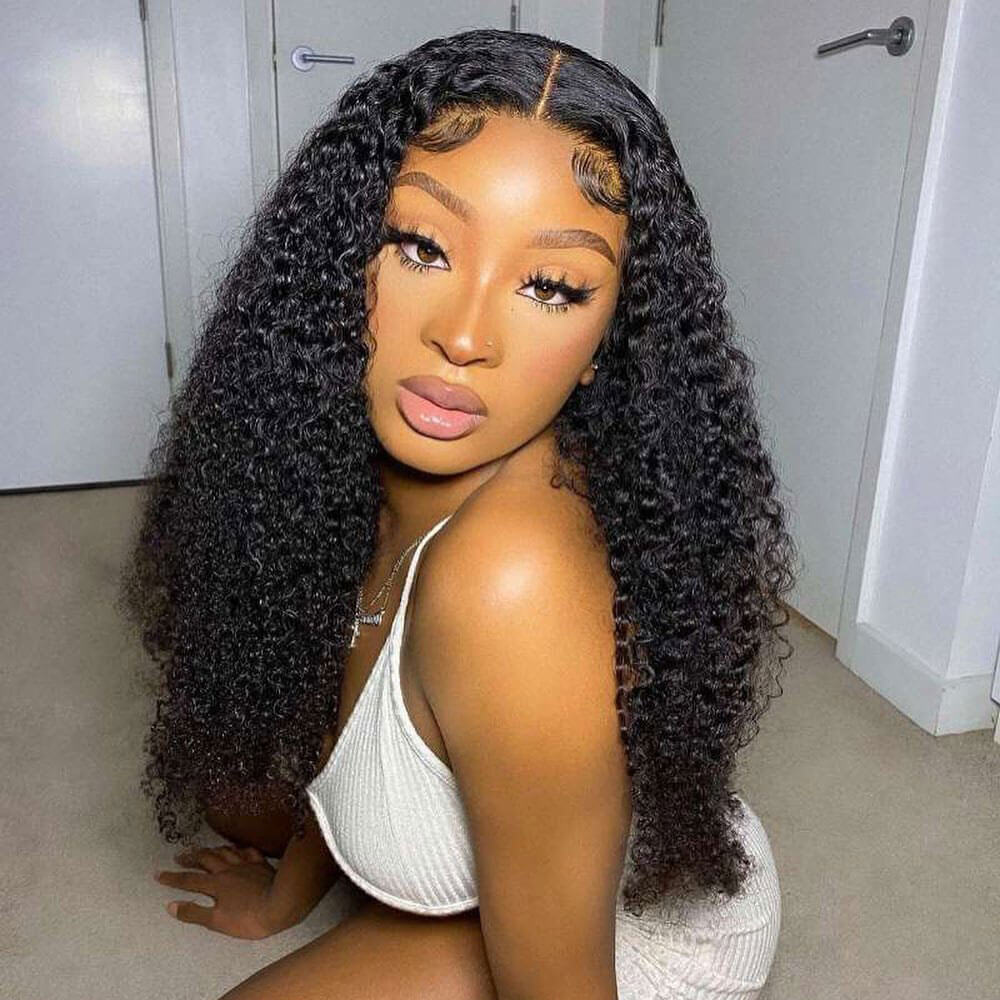 Kinky Curly 4x4 HD Lace Closure Wig Pre Plucked 100% Virgin Real Human Hair Wigs-Geeta Hair