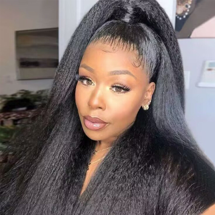 Kinky Straight Hair Wig 360 Hd Transparent Lace Front Wig Human Hair Wigs For Women Full End Glueless Brazilian Hair-GeetaHair