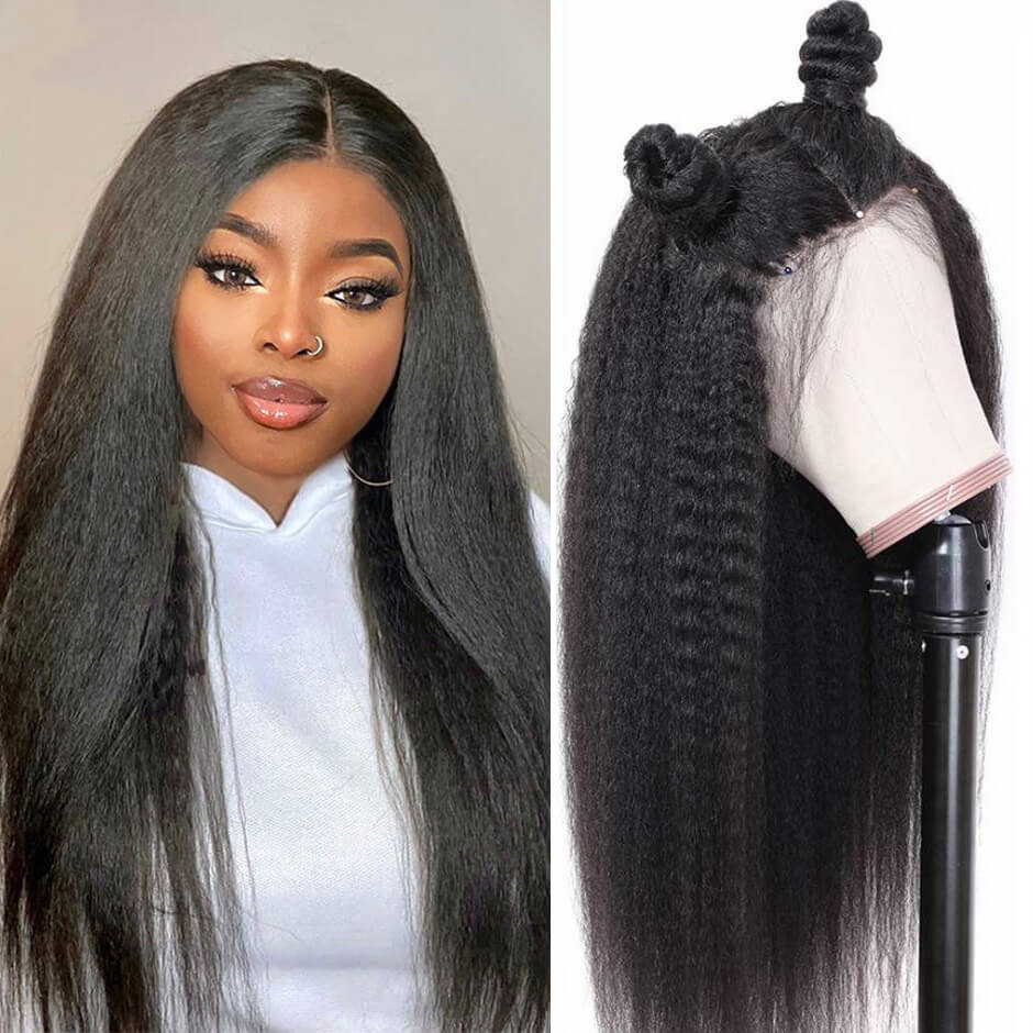 Over $101 Save $100: Natural Hairline Kinky Straight Hair 13x6 Lace Fornt Wig - Christmas Flash Sale