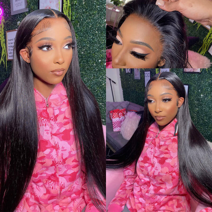 Natural Straight Hair Lace Frontal Wig 100% Virgin Human Hair Wigs  For Black Women-Geeta Hair